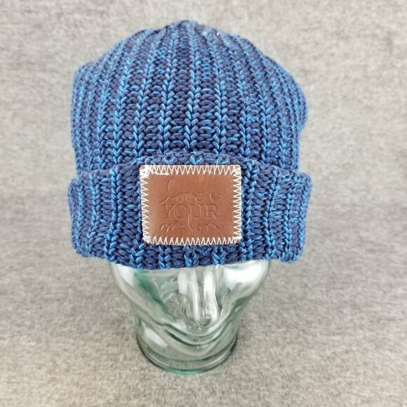 ✅Love Your Melon Blue Cable Knit Beanie Winter Hat 100% Cotton OSFM One Size Fit - Picture 2 of 7